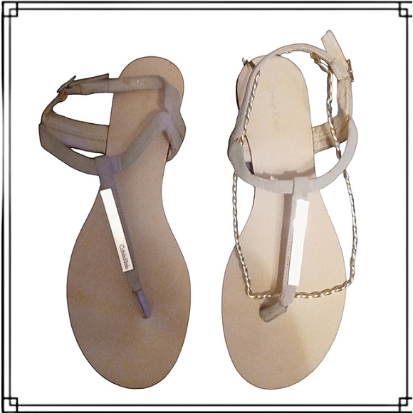 Calvin Klein Nude Gladiator Flat Sandals Size 8.5 - Picture 2 of 9